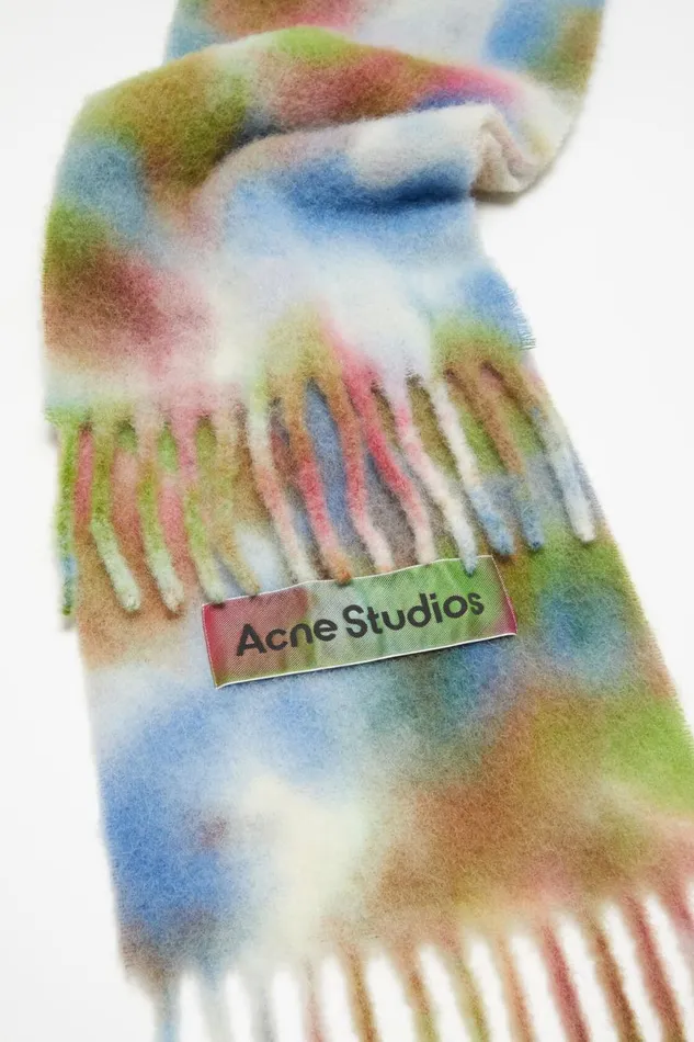 Men Tiedye Alpaca Wool Scarf Green Multi Acne Studios Scarves