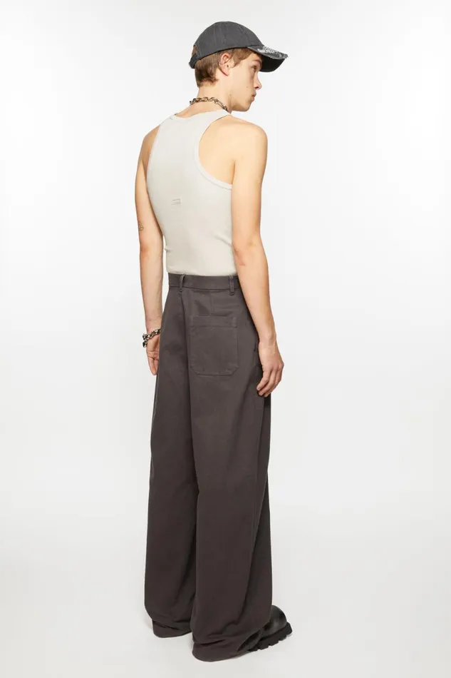 Men Twill Trousers Stone Black Acne Studios Trousers