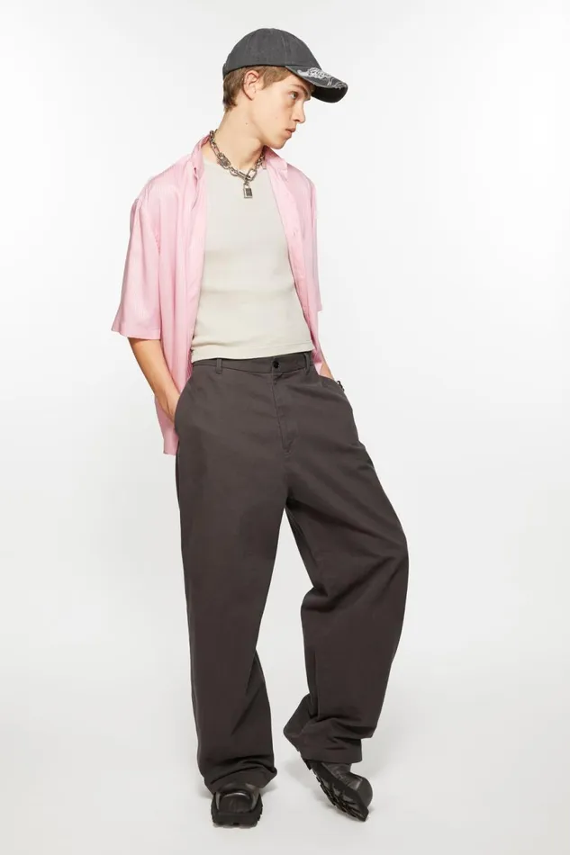 Men Twill Trousers Stone Black Acne Studios Trousers