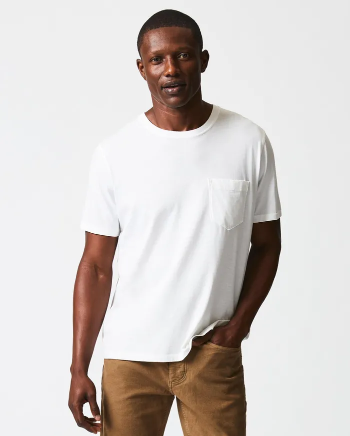 Men Washed Tee White Billy Reid Polos Tees and Henleys