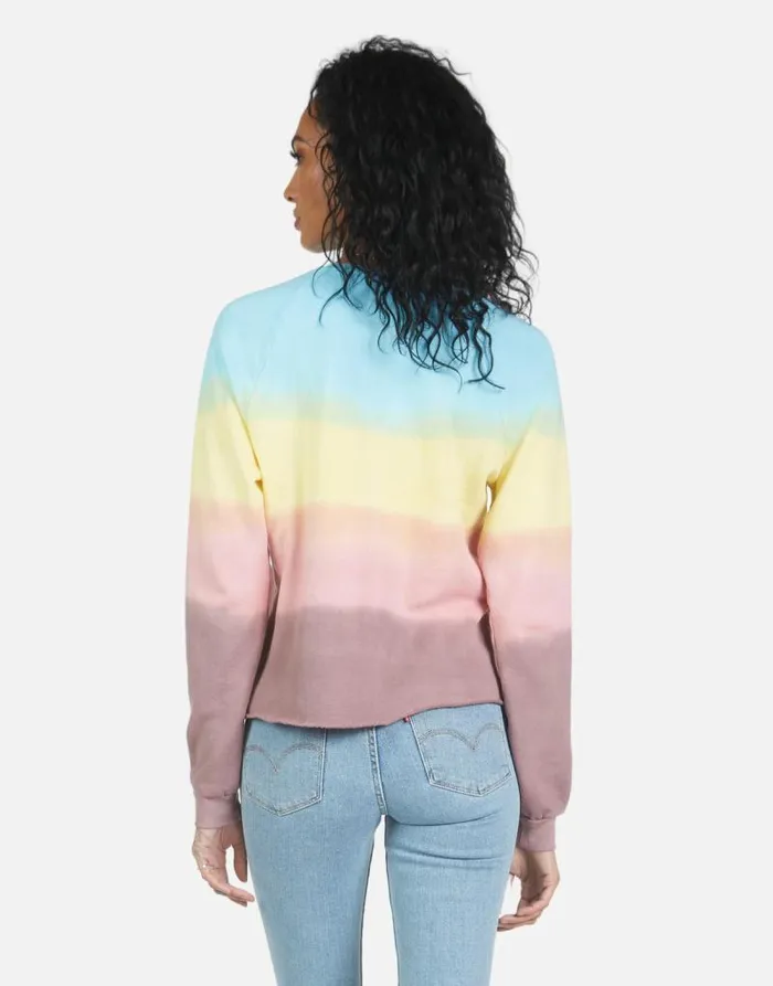Meredith Text Happy Face Rainbow Ombre Women Lauren Moshi Long Sleeve