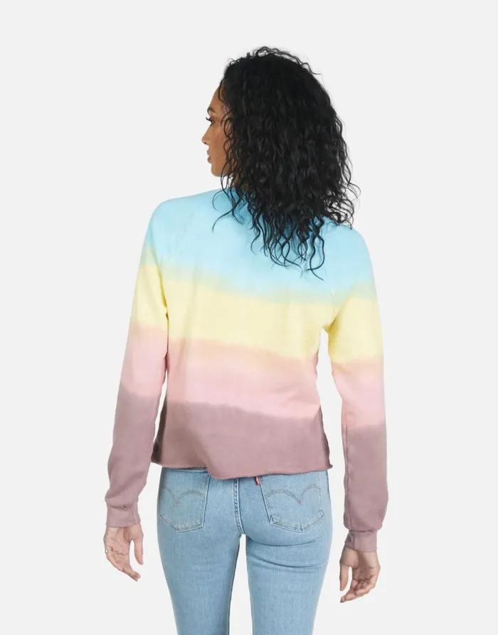 Meredith Text Happy Face Rainbow Ombre Women Lauren Moshi Long Sleeve