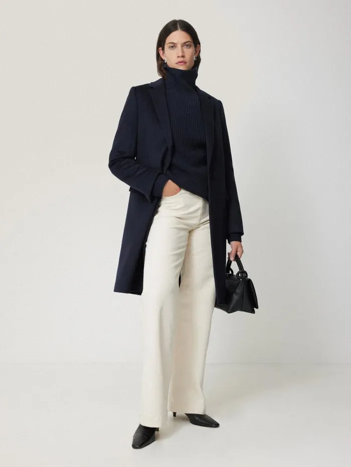 Merino Fishermans Rib Jumper Navy Women Jigsaw Knitwear and Cashmere