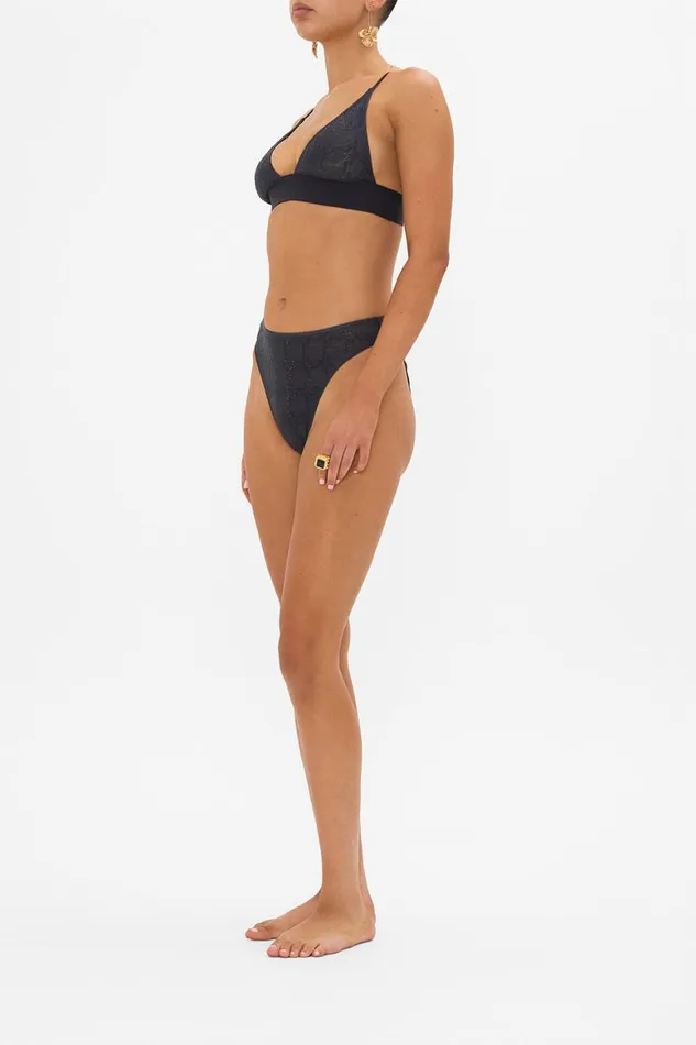 MESH HIGH WAIST HIGH LEG BRIEF SOLID BLACK Solid Black Womens Camilla Bras and Underwear