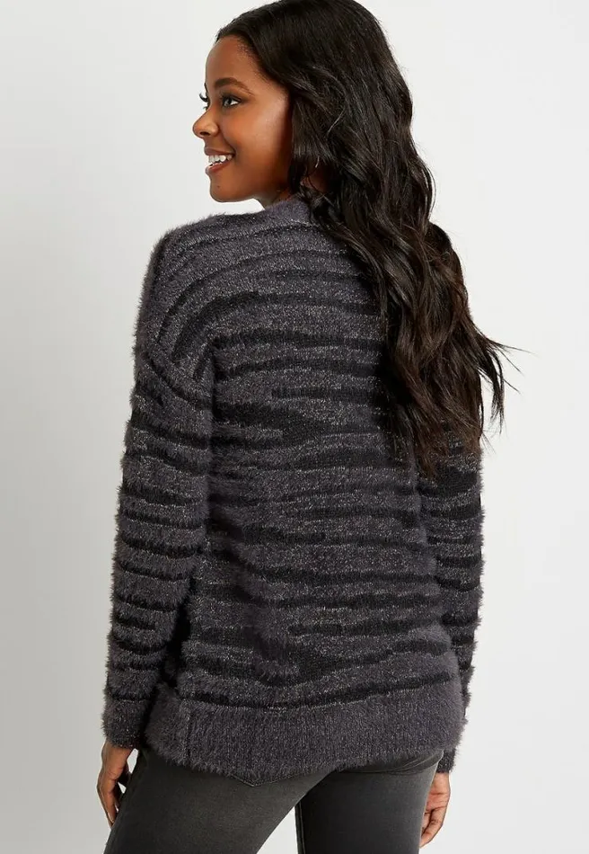 Metallic Zebra Cozy Open Front Cardigan Women Maurices Tops