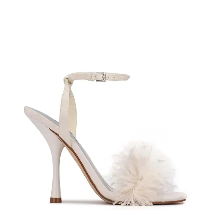 Milano Heeled Sandals Ivory Satin Women Nine West Heels