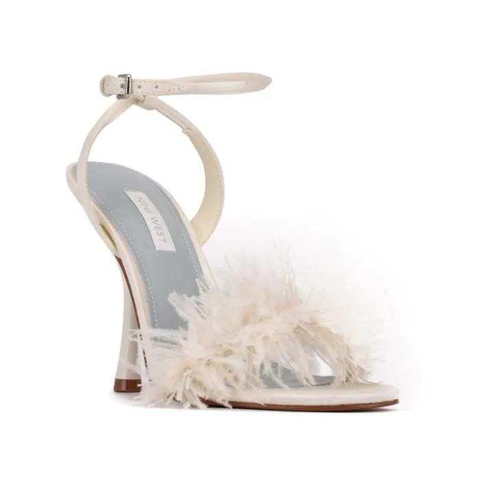 Milano Heeled Sandals Ivory Satin Women Nine West Heels