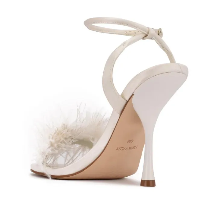 Milano Heeled Sandals Ivory Satin Women Nine West Heels
