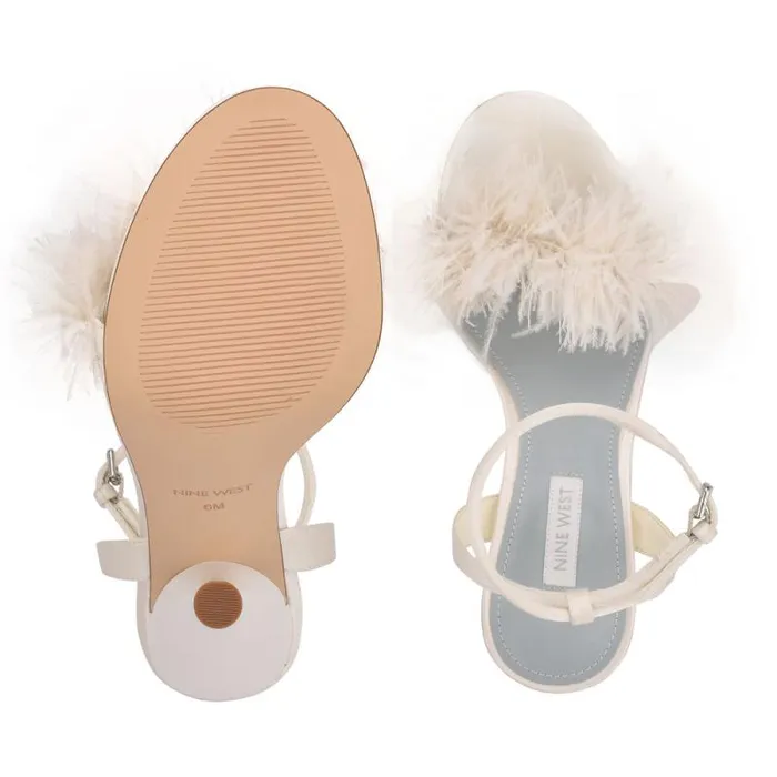 Milano Heeled Sandals Ivory Satin Women Nine West Heels