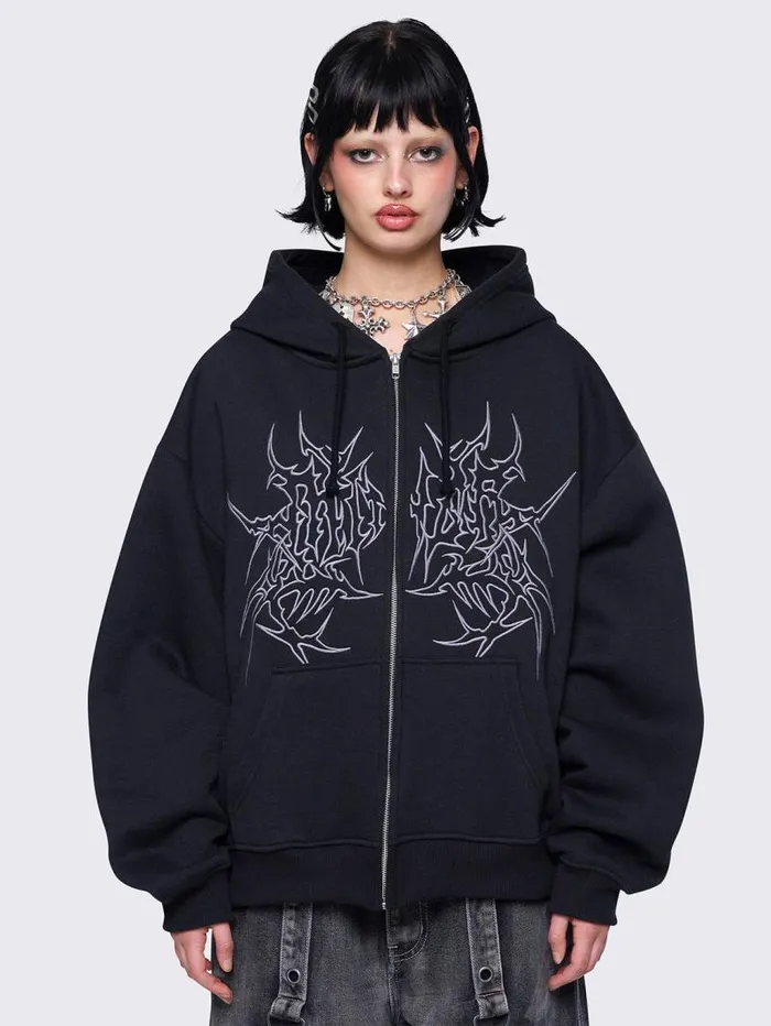 Minga Ink Zip Up Hoodie Women Minga London Sweatshirts and Hoodies