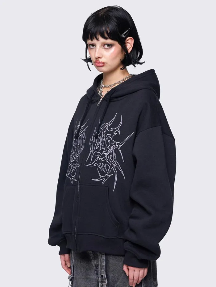Minga Ink Zip Up Hoodie Women Minga London Sweatshirts and Hoodies