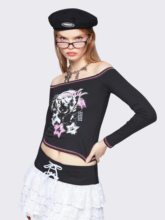Minga X Justine Marazzani Off Shoulder Top Women Minga London Tops and TShirts
