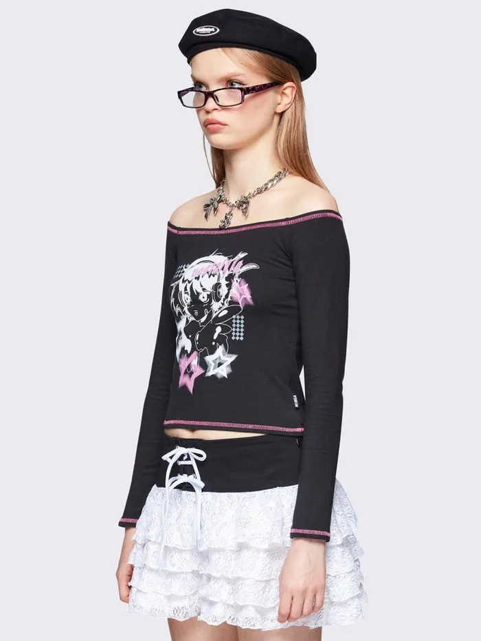 Minga X Justine Marazzani Off Shoulder Top Women Minga London Tops and TShirts