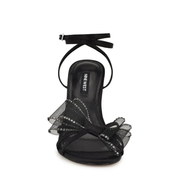 Minky Bow Heeled Sandals Black Women Nine West Sandals Minky Bow Heeled Sandals Black Women Nine West Sandals