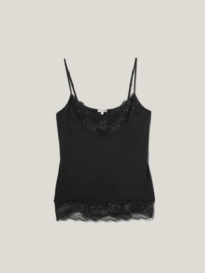 Modal Lace Vest Black Women Jigsaw Shirts and Tops