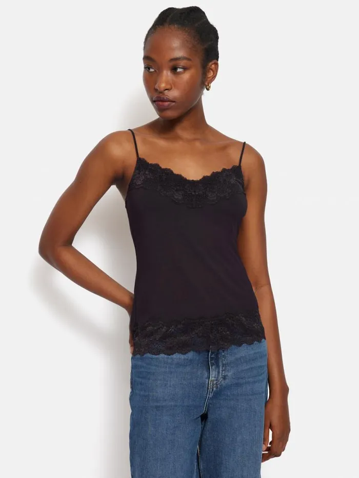 Modal Lace Vest Raisin Women Jigsaw Shirts and Tops