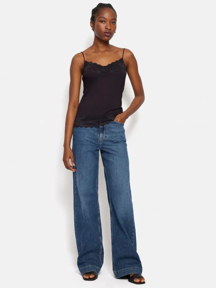Modal Lace Vest Raisin Women Jigsaw Shirts and Tops