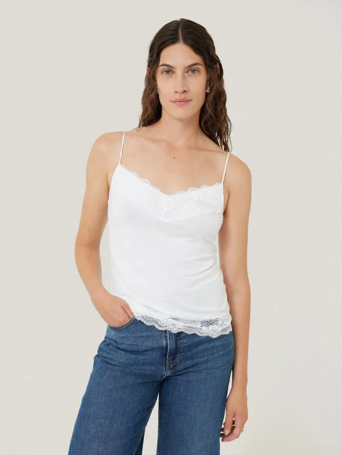 Modal Lace Vest White Women Jigsaw Shirts and Tops