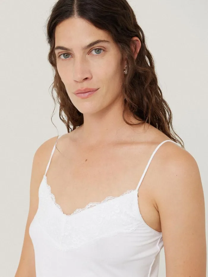 Modal Lace Vest White Women Jigsaw Shirts and Tops