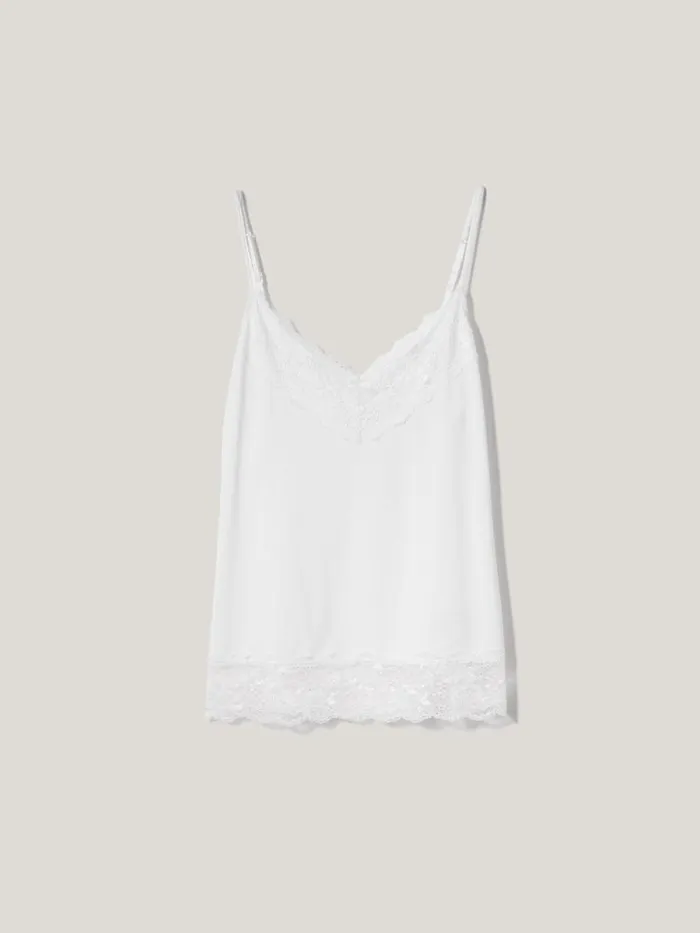 Modal Lace Vest White Women Jigsaw Shirts and Tops