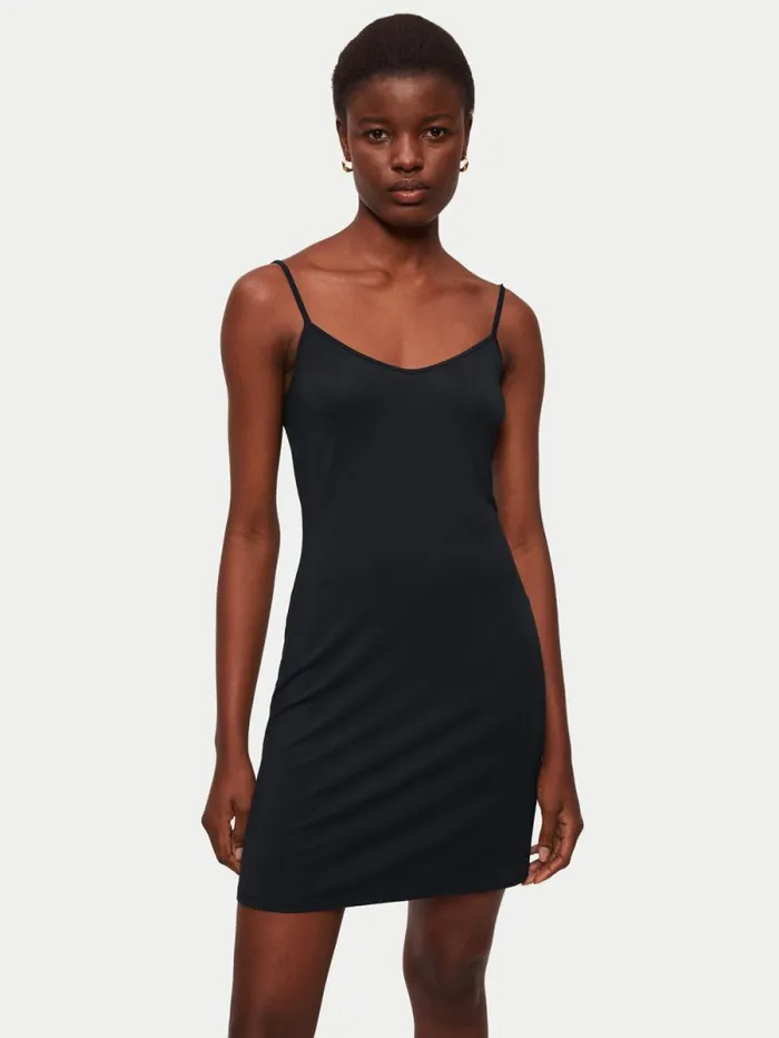 Modal Slip Dress Black Women Jigsaw Dresses and Jumpsuits