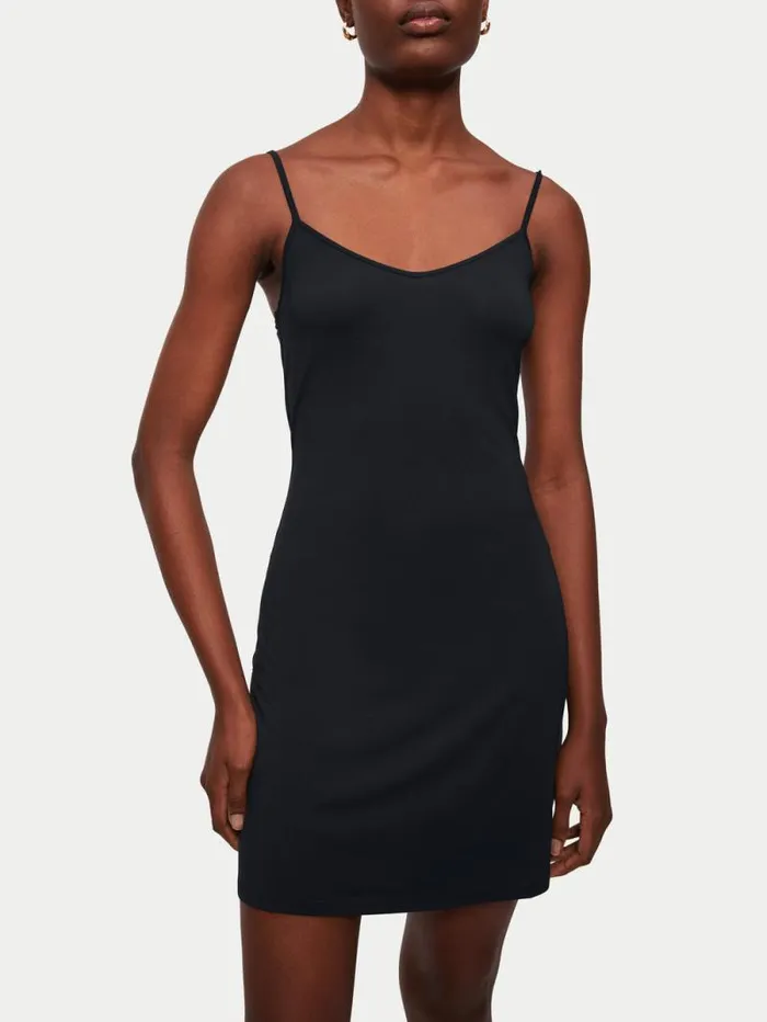 Modal Slip Dress Black Women Jigsaw Dresses and Jumpsuits