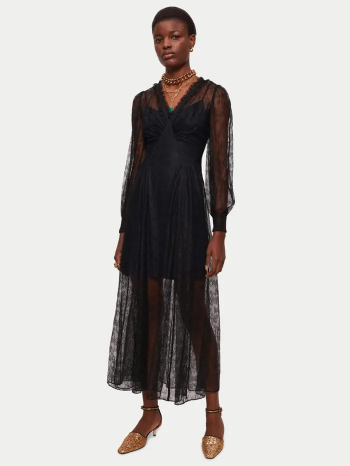 Modal Slip Dress Black Women Jigsaw Dresses and Jumpsuits