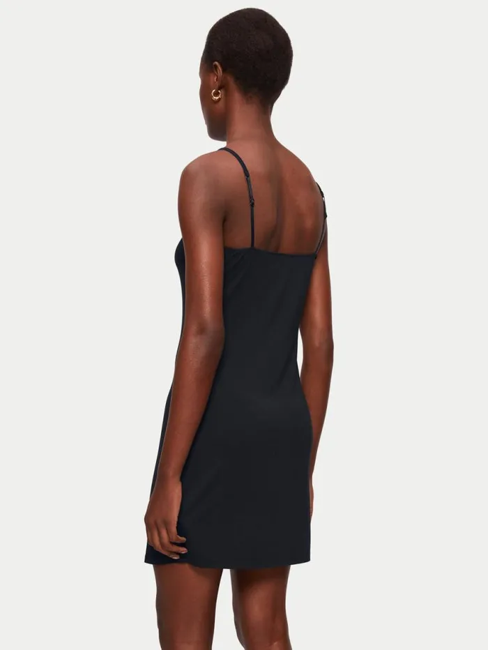 Modal Slip Dress Black Women Jigsaw Dresses and Jumpsuits