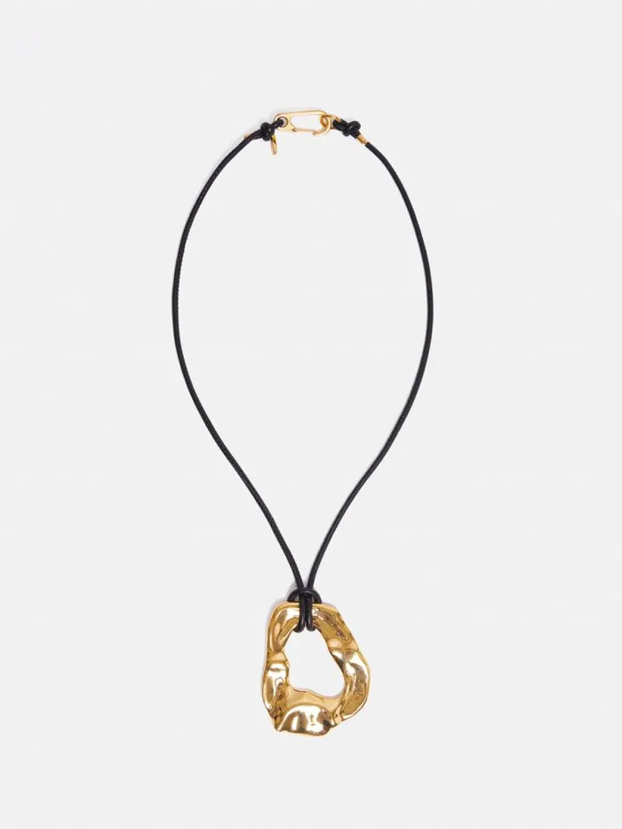 Molten Loop Leather Necklace Gold Women Jigsaw Jewellery