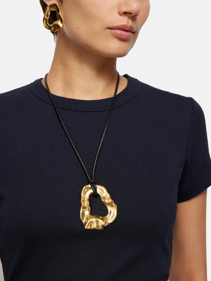 Molten Loop Leather Necklace Gold Women Jigsaw Jewellery