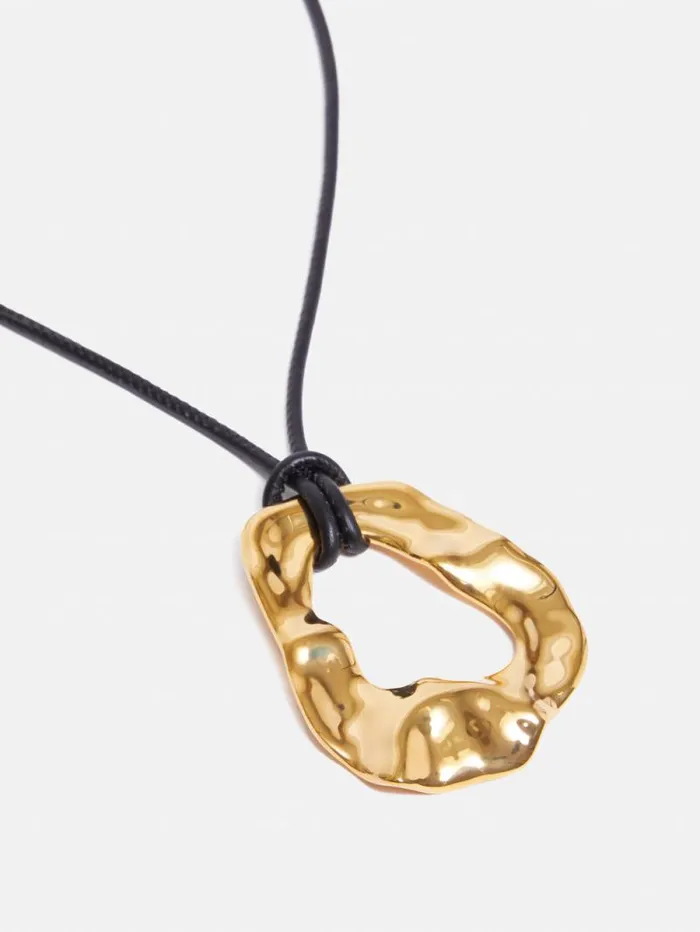 Molten Loop Leather Necklace Gold Women Jigsaw Jewellery