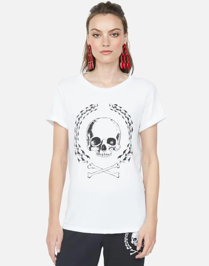 Moxie Skull Crest White Women Lauren Moshi Short Sleeve