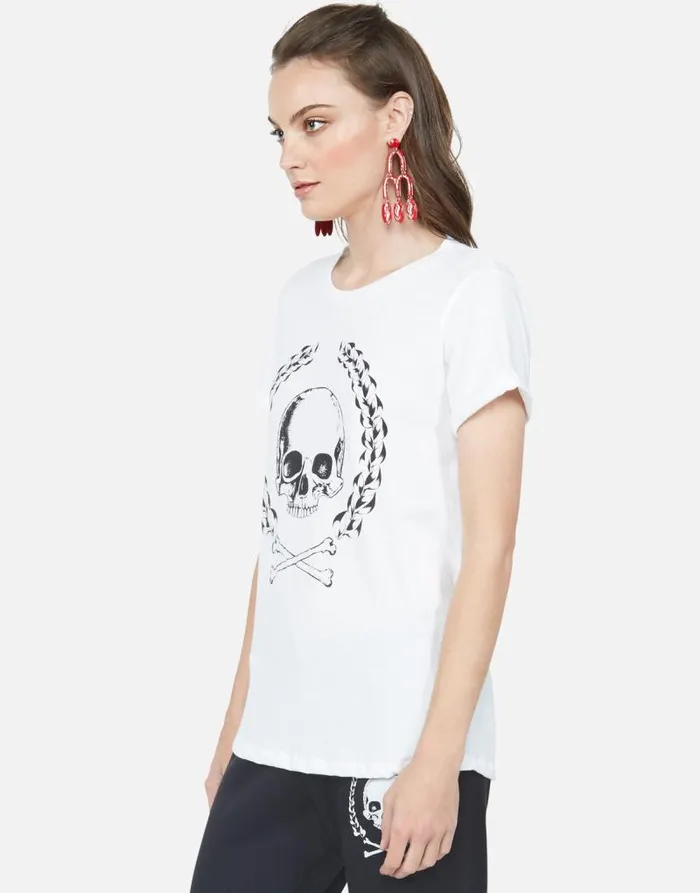 Moxie Skull Crest White Women Lauren Moshi Short Sleeve