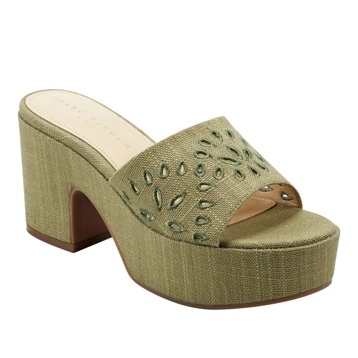 Mules and Slides Foreva Platform Slide Sandal Green 8211 Marc Fisher Women
