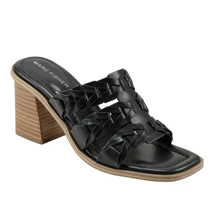 Mules and Slides Women Marc Fisher Melita Block Heel Sandal Black
