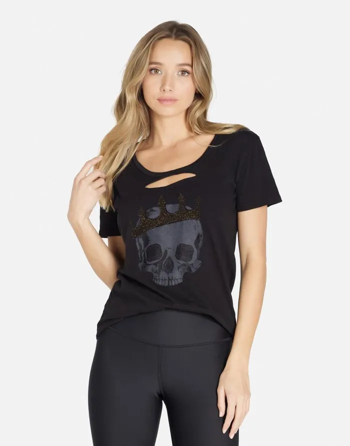 Myra X Diamond Royal Skull Black Women Lauren Moshi Short Sleeve