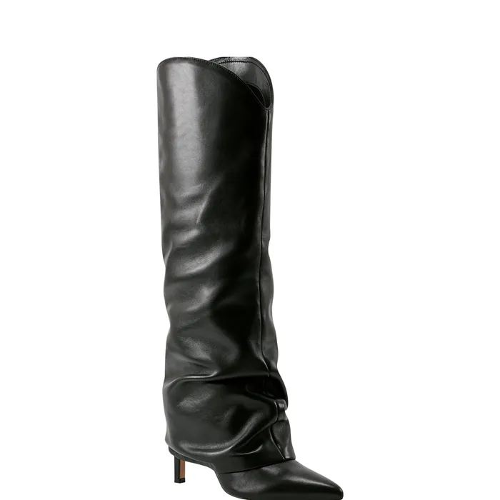 Nairine Foldover Dress Boot Black Leather Women Boots Marc Fisher