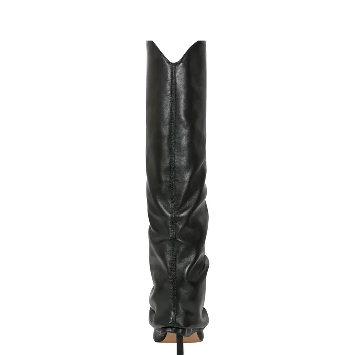 Nairine Foldover Dress Boot Black Leather Women Boots Marc Fisher