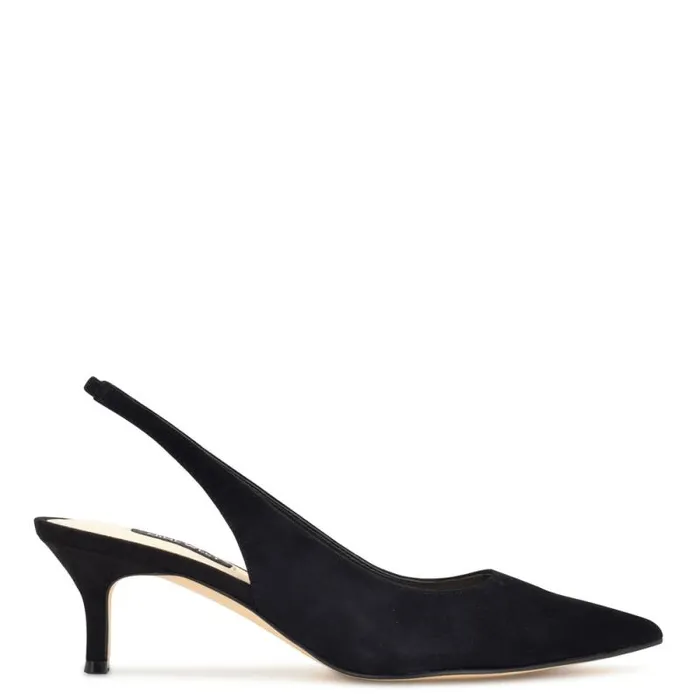 Nataly Slingback Pumps Black Suede Women Nine West Heels