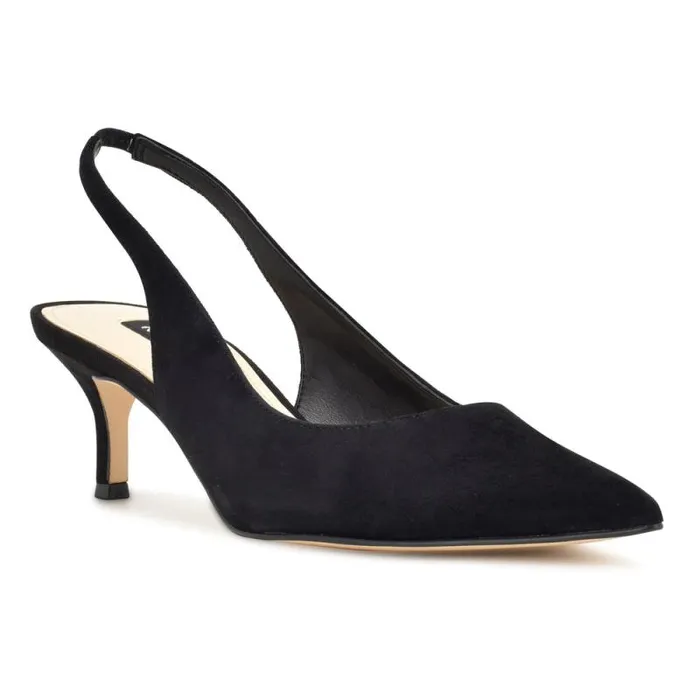 Nataly Slingback Pumps Black Suede Women Nine West Heels