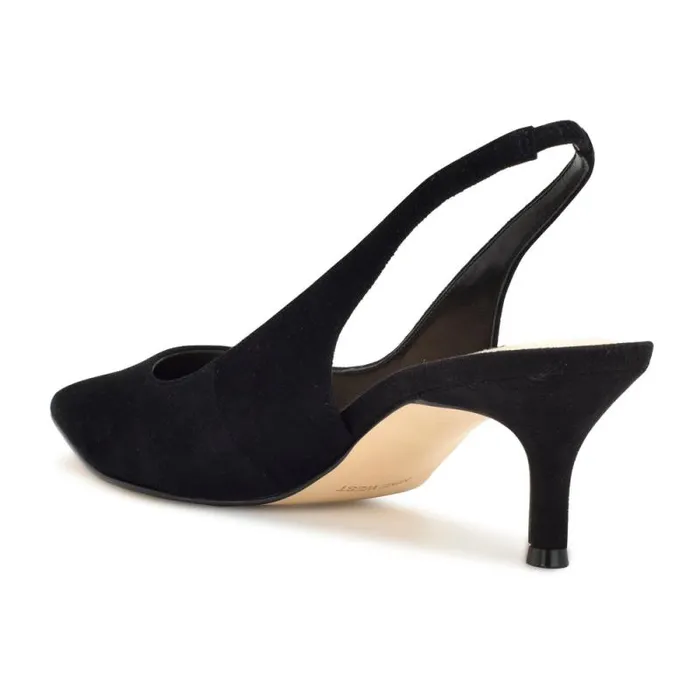 Nataly Slingback Pumps Black Suede Women Nine West Heels