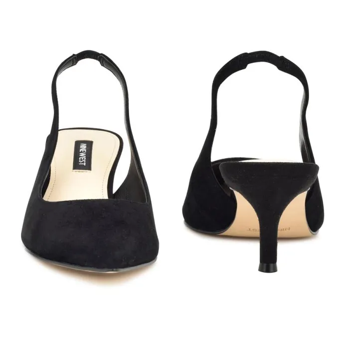 Nataly Slingback Pumps Black Suede Women Nine West Heels