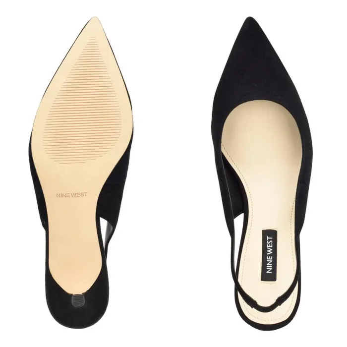 Nataly Slingback Pumps Black Suede Women Nine West Heels