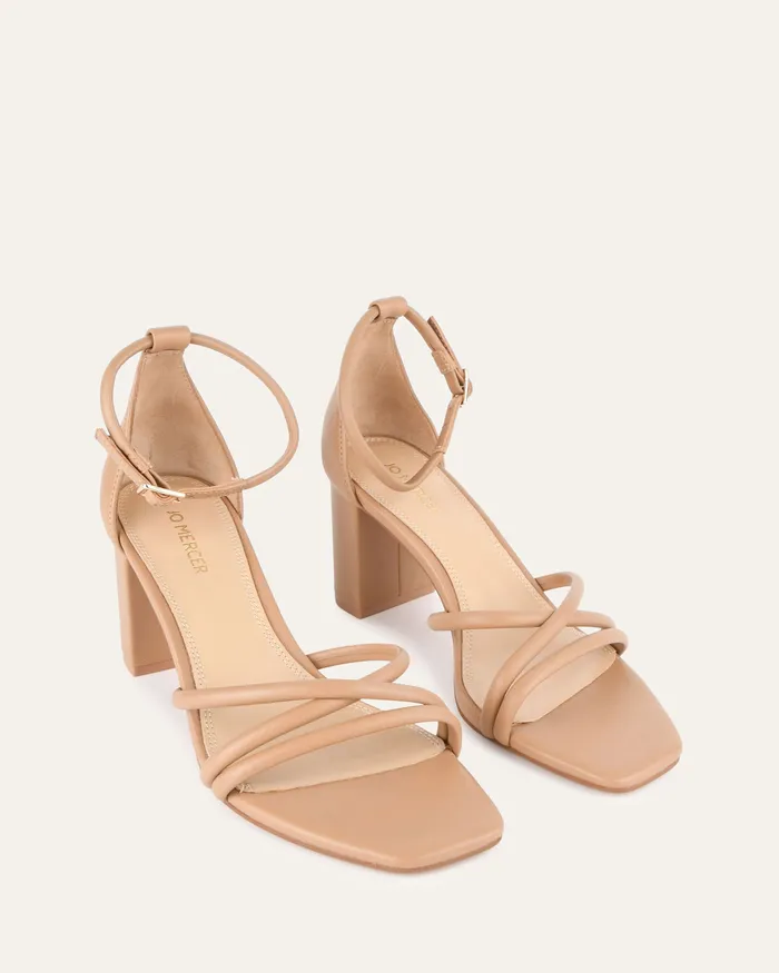 Nicola mid heel sandals tan leather Women MID SANDALS jomercer Nicola mid heel sandals tan leather Women MID SANDALS jomercer
