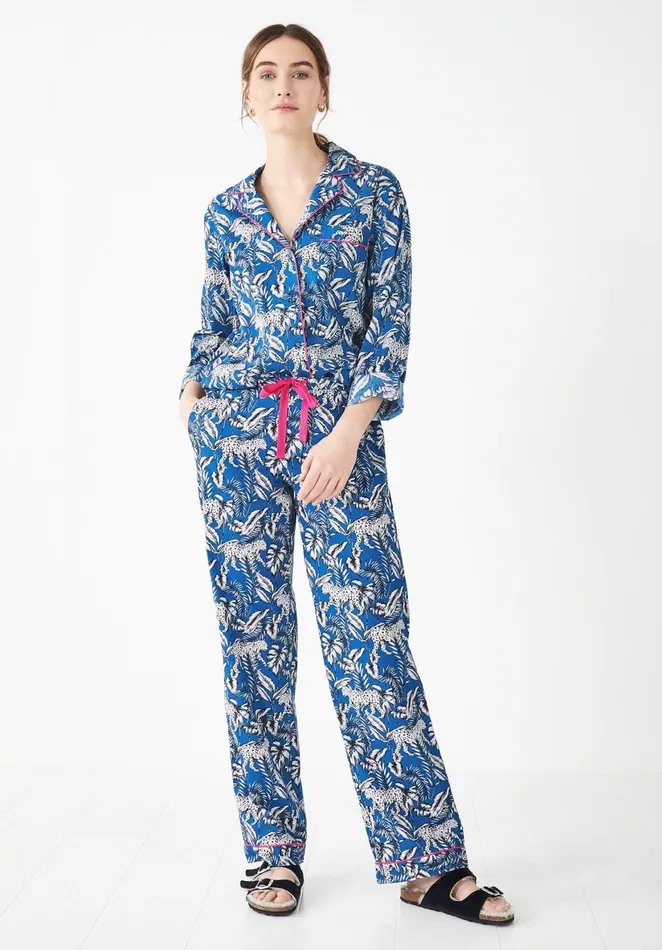 Nightwear Women Hush Elsa Printed Cotton Pyjamas Jungle Leopardblue