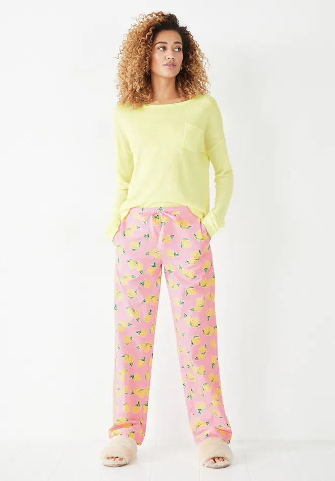 Nightwear Women Hush Isla Cotton Pyjama Trousers Lemonspink Yellow