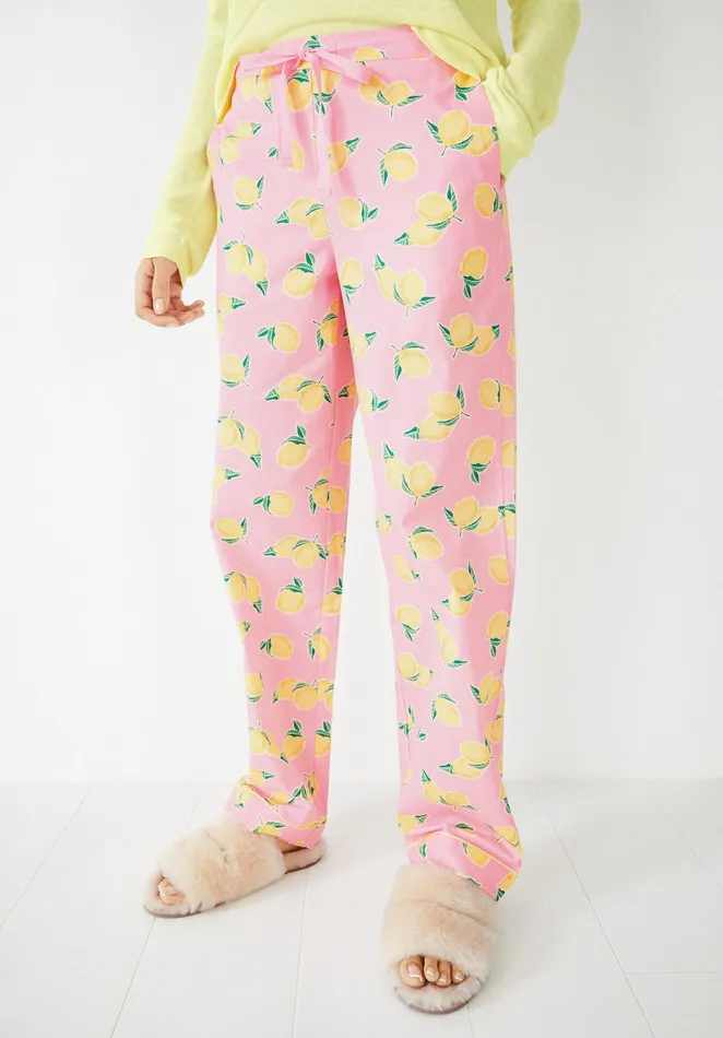 Nightwear Women Hush Isla Cotton Pyjama Trousers Lemonspink Yellow
