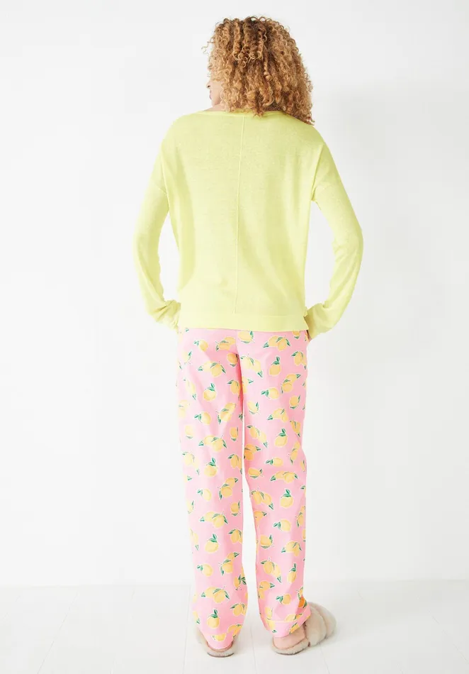 Nightwear Women Hush Isla Cotton Pyjama Trousers Lemonspink Yellow