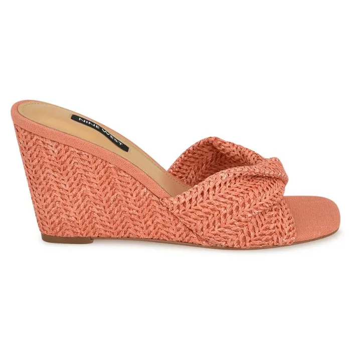 Nikhil Twist Wedge Sandals Orange Raffia Women Nine West Sandals