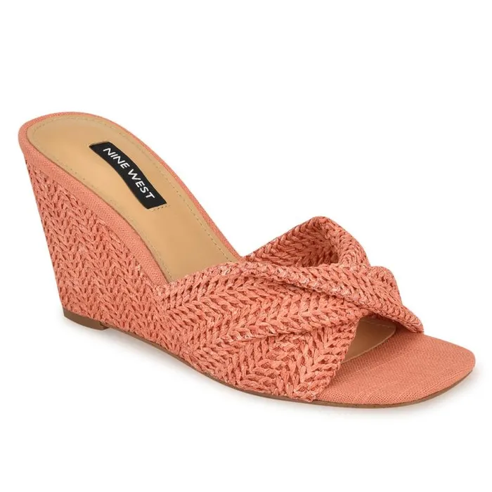 Nikhil Twist Wedge Sandals Orange Raffia Women Nine West Sandals Nikhil Twist Wedge Sandals Orange Raffia Women Nine West Sandals
